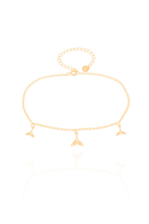 Tornozeleira Elos Caudas de Sereia Banhado a Ouro 18K