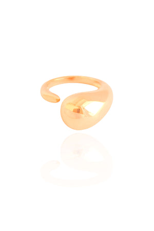 Anel Ajustável Gota Lisa Tamanho G Banhado a Ouro 18K