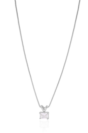 Gargantilha Veneziana Retangular Cristal Ródio Branco - 40 cm