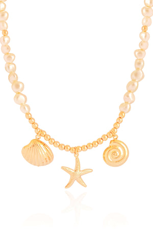 Choker Marítima Pérolas Banhada a Ouro 18K