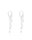 Brinco Argola Gota Franja Ponto de Luz Colorido Ródio Branco