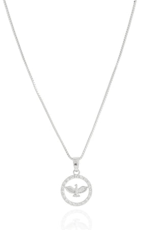 Gargantilha Veneziana Medalha Espito Santo Borda Cravejada Cristal - 40 cm