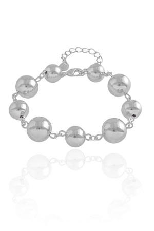 Pulseira Bolas Lisas Ródio Branco