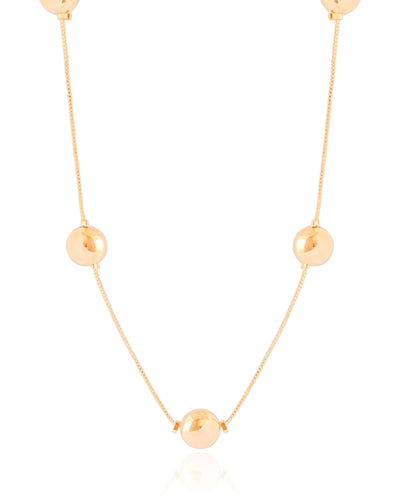 Colar Longo Corda com Bolas Banhado a Ouro 18K - 95 cm