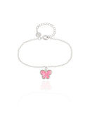 Pulseira Infantil Boboleta Rosa Ródio Branco