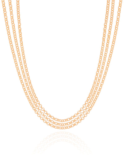 Choker Tripla Elo Português 2 mm Banhado a Ouro 18K - 35 cm