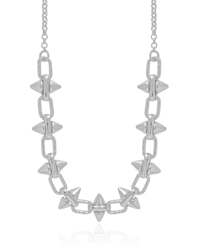 Gargantilha Elos Spike 13 mm Ródio Branco - 45 cm