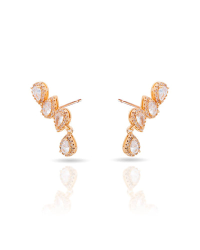 Ear Cuff Cristal Cravejado com Gota Pendente