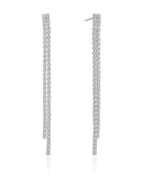 Brinco Franja Riviera Cristal 7.8 cm Ródio Branco