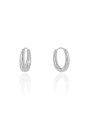 Brinco Argola Click Oval Lisa 1.7 cm Ródio Branco