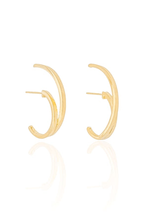 Ear Hook Dois Filetes Liso Banhado a Ouro 18K