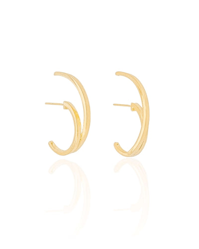 Ear Hook Dois Filetes Liso Banhado a Ouro 18K