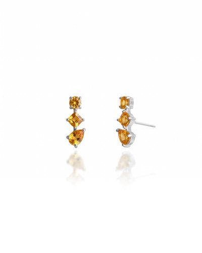 Brinco Ear Cuff Trio Pontos de Luz Citrino Nude