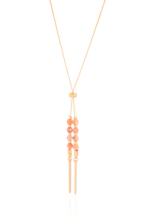 Gargantilha Gravata Cristais Coloridos Palitos Banhado a Ouro 18K