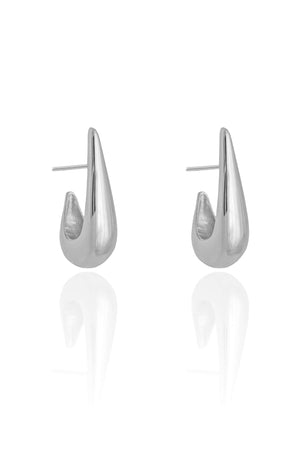 Brinco Argola Gota Lisa 3cm Ródio Branco