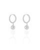 Brinco Argola Click Bola Lisa Cravejado Cristal 2.7 cm Ródio Branco