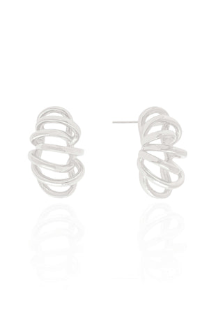Brinco Entrelaçados Liso 2.6 cm Ródio Branco