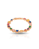 Pulseira Riviera Mix Pedras Coloridas Cravejada Cristal com Fecho Italiano