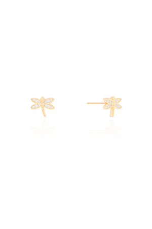 Brinco Libélula Cristal Cravejado Banhado a Ouro 18K