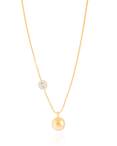 Choker Veneziana Bola Lisa e Ponto de Luz Cristal Banhado a Ouro 18K - 35 cm