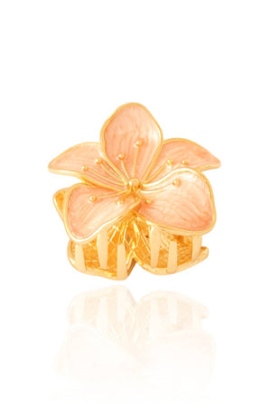 Presilha para Cabelo Flor Esmaltada Detalhes Dourado