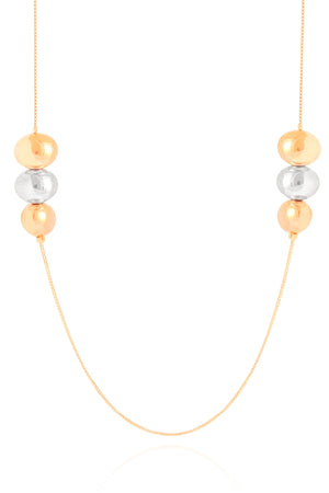 Gargantilha Longa Bolas Ovais Mix de Banhos - 70 cm