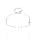 Pulseira Elos Cruz Lisa Ródio Branco