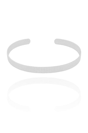 Bracelete Texturizado 5 mm Ródio Branco