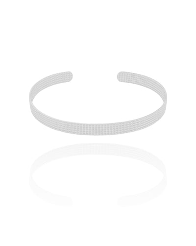 Bracelete Texturizado 5 mm Ródio Branco