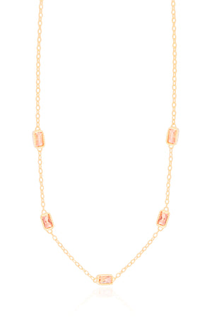 Gargantilha Baguetes Citrino Banhado a Ouro 18K - 40 cm