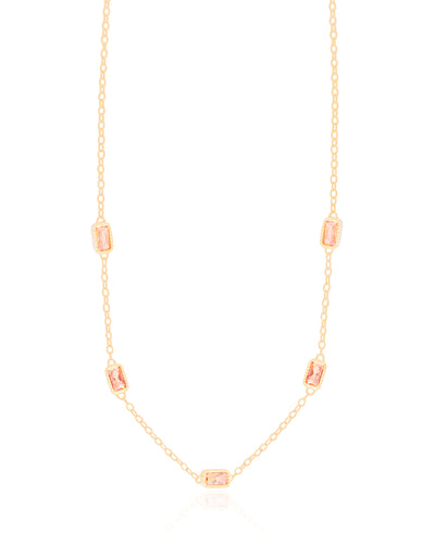 Colar Baguetes Citrino Banhado a Ouro 18K - 40 cm