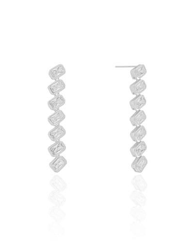 Brinco Balanço Zircônias Ródio Branco