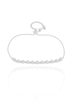 Pulseira Bolinhas Lisas Fecho Gravata Ródio Branco