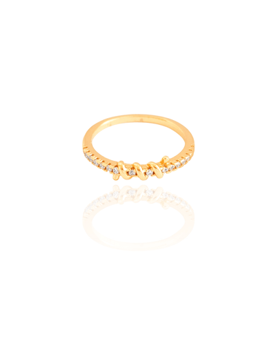 Anel Arame Cristal Cravejado Tamanho 22 Banhado a Ouro 18K