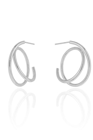 Brinco Argola Entrelaçada Lisa 2.7 cm Ródio Branco