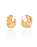 Brinco Argola Detalhada Vazada 2.8 cm Banhado a Ouro 18K