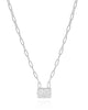 Gargantilha Elos Retângulo Cristal Ródio Branco - 45 cm