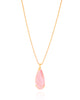 Gargantilha Longa Gota Safira Rosa 2.6 cm Banhado a Ouro 18K - 60 cm