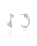 Brinco Argola Torcida Cravejada Cristal 2.8 cm Ródio Branco