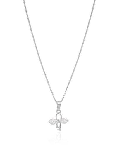 Gargantilha Infantil Veneziana Laço Cristal Ródio Branco