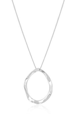 Gargantilha Veneziana Oval Ondas Ródio Branco