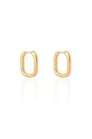 Brinco Argola Click Retangular Lisa 1.7 cm Banhado a Ouro 18K