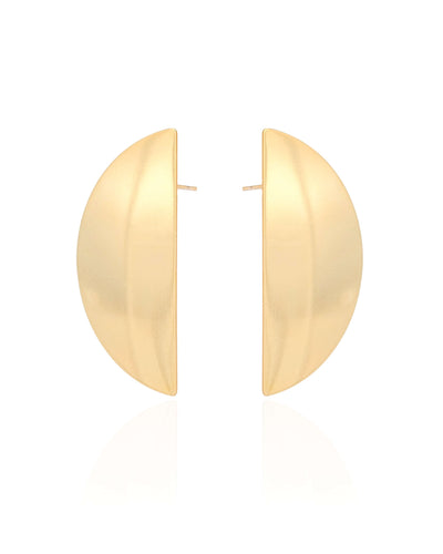Brinco Leque Liso Banhado a Ouro 18K
