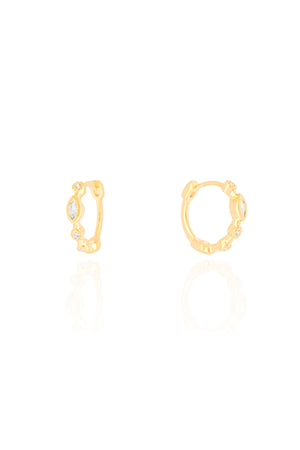 Brinco Argola Ponto de Luz Cravejado Banhado a Ouro 18K