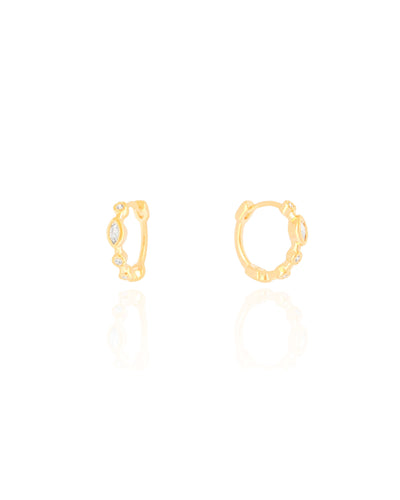 Brinco Argola Ponto de Luz Cravejado Banhado a Ouro 18K