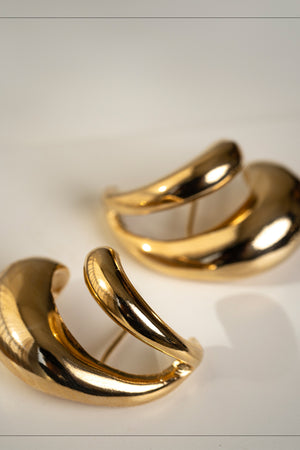 Ear Hook Dois Filetes Lisos Banhado a Ouro 18K