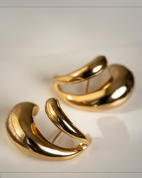 Ear Hook Dois Filetes Lisos Banhado a Ouro 18K