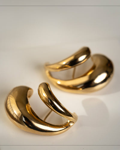 Ear Hook Dois Filetes Lisos Banhado a Ouro 18K