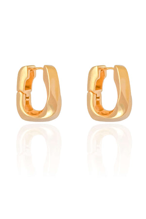 Brinco Argola Quadrada Torcida 2.5 cm Banhado a Ouro 18K