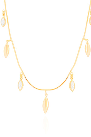 Choker Navetes Zircônia com Cristal Banhado a Ouro 18K